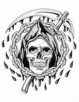 Reaper Designs Affliction Tattoo Skull Stencil Death Drawings Stencils Skulls Blood Angel Den Artist Grimm Sketches sketch template