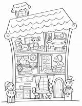 Dollhouse Puppenhaus Ausmalen Ausmalbild Museprintables Senioren Steine Vorlagen Puppen Malbuch Für sketch template