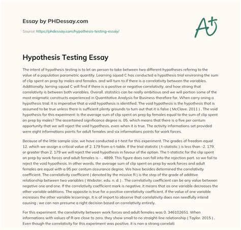 hypothesis testing essay phdessaycom