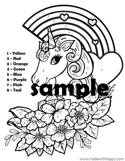unicorn color  number  printable unicorn coloring pages
