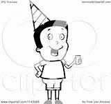 Party Hat Clipart Cartoon Holding Wearing Boy Juice Thoman Cory Outlined Coloring Vector Clip 2021 sketch template