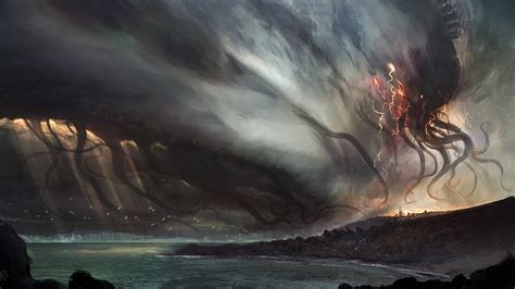 resolution monster painting wallpaper giant tentacles eldritch hd wallpaper