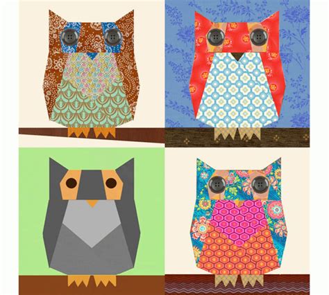 owl paper pieced quilt block pattern  etsy