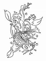 Coy Fish Sakura Blossom Coloring Pages sketch template