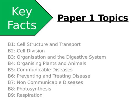 aqa gcse trilogy biology key facts paper   teaching resources