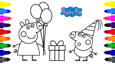peppa pig happy birthday coloring pages  kids youtube