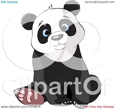 Clipart Cute Sad Panda Bear Sitting Royalty Free Vector