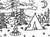 Camping sketch template