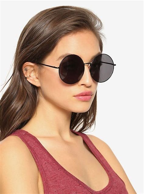 Black Large Round Sunglasses Round Lens Sunglasses Mirrored Aviator