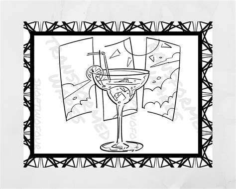 adult coloring page cocktails alcohol drinks printable etsy