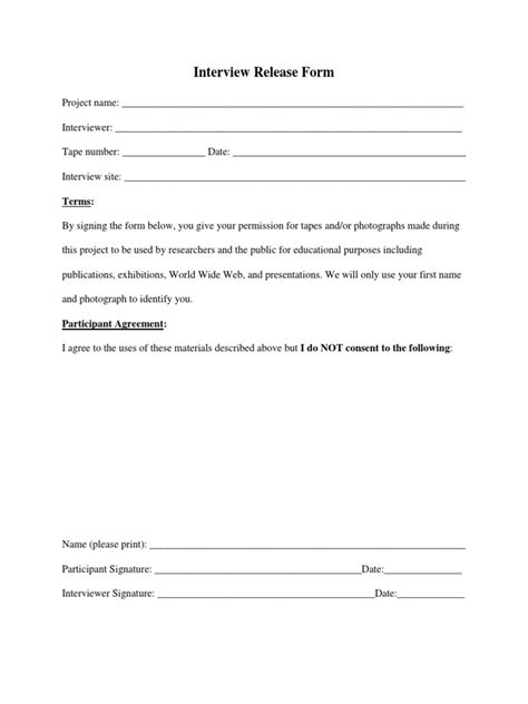 interview release form
