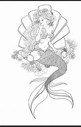Mermaid Coloring Tattoo Pages Drawings Designs Sketch Siren Adult Tattoos Artwork Meerjungfrau Draw Colouring Para Fairy Book Choose Board Colour sketch template