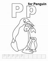 Letter Penguin Coloring Learn Write Kids sketch template