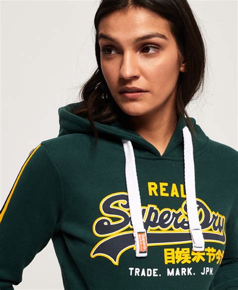 superdry vintage logo applique hoodie for womens