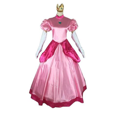 Princess Peach Costume Pink Cosplay Dress Outfit For Adult