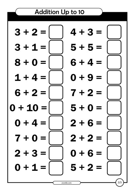 addition worksheets zoonkicom