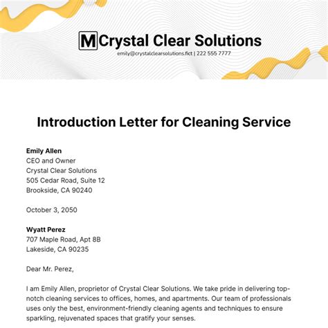 cleaning services letter templates examples edit