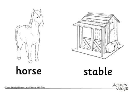 horse  stable colouring page