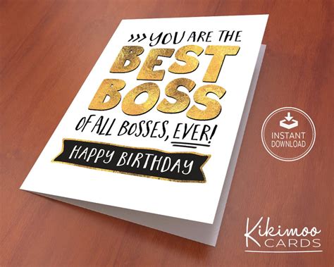 boss birthday card card  boss boss appreciation card etsy