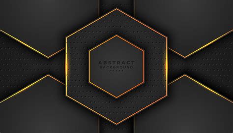 dark  hexagon background  orange outlines  vector art