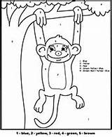 Monkey Color Number Simple Coloring Worksheets Easy Topcoloringpages Printable Print sketch template