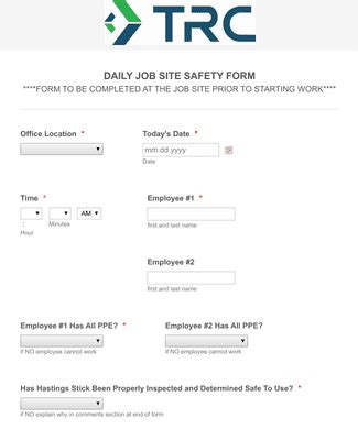 daily job site safety briefing form template jotform