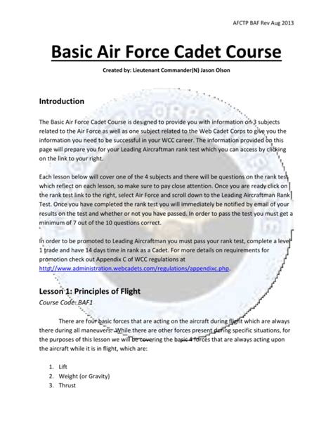afctp baf rev aug  basic air force cadet  created