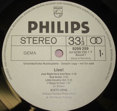 Sixty Nine Live 1974 Vinyl Discogs