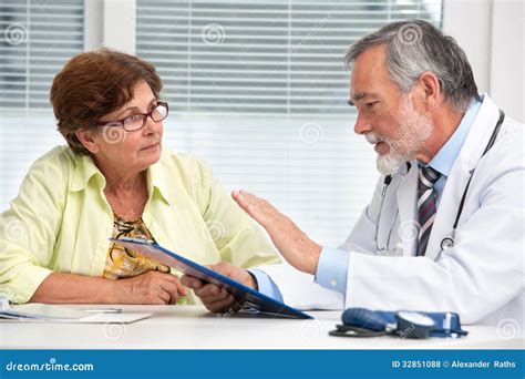 doctor talking   female patient stock photo image  prescribe