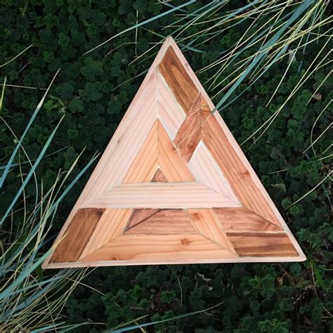 wooden geometric triangle art etsy