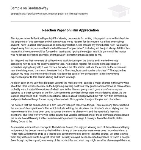 reaction paper  film appreciation research paper essay