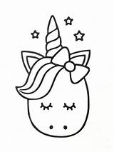 Unicorn Cute Coloring Pages Cartoon Face Para Colorir Drawing Sticker Desenhos Decal Birthday Unicornio Color Print Kawaii Printable Boyama Vinyl sketch template