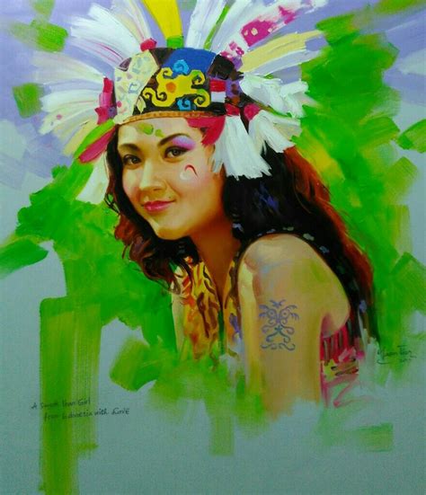 dayak iban girl  indonesia  love original oil painting  cm yasin tiar artist
