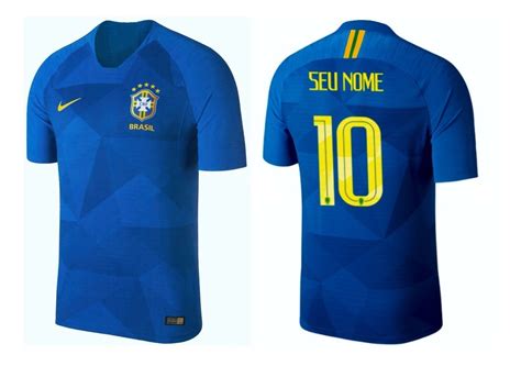 Camisa Seleção Brasil Azul Personalizada Nome E Numero R 79 45 Em