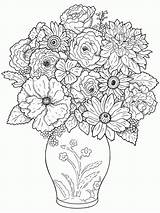 Coloring Flower Flowers Drawing Pot Bouquet Pages Vase Sketch Pencil Rose Colour Tulips Pots Drawings Line Beautiful Draw Colouring Easy sketch template