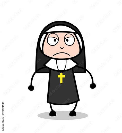 cartoon nun priest in angry mood vector stock vector adobe stock