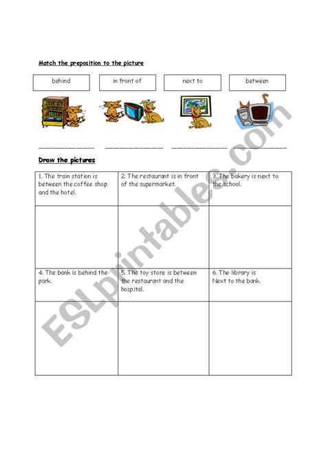 english worksheets preposition  place places