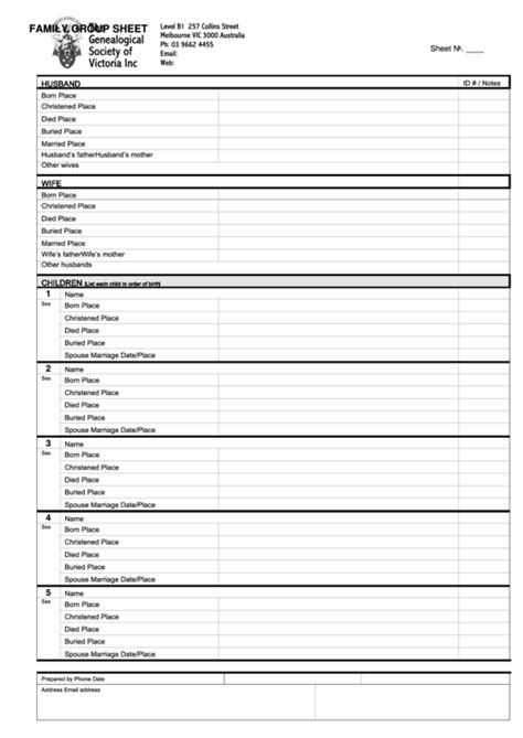 family group sheets printable