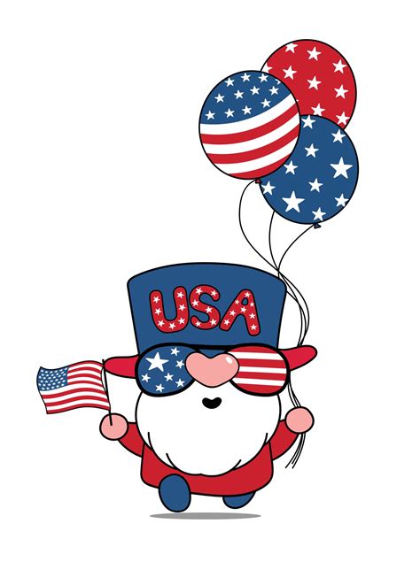 cute cartoon vector america usa gnome   july independence day