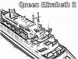 Coloring Queen Ship Cruise Pages Mary Elizabeth Ii Netart Template sketch template