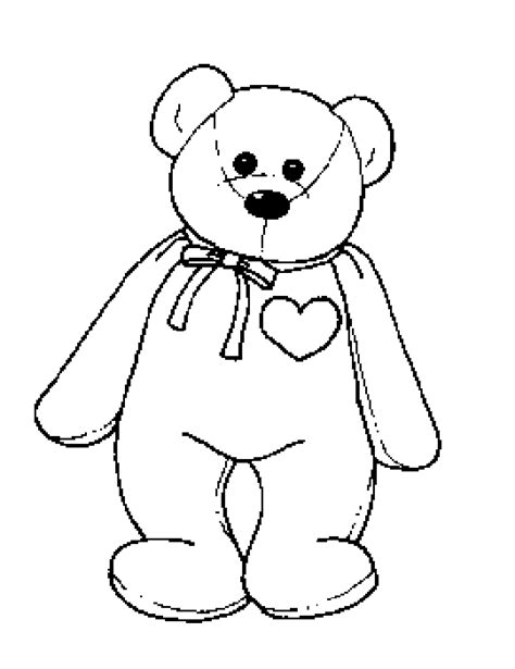 coloring activity pages beanie baby bear  heart