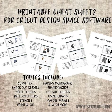 printable  printable printable cricut cheat sheet