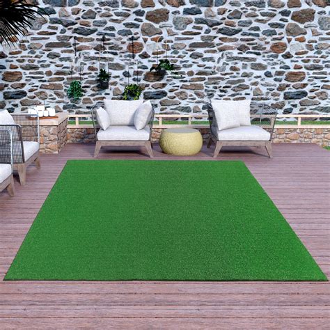 ottomanson evergreen waterproof solid grass  indooroutdoor artificial grass rug