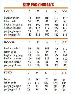 size chart nibras gamis gamis chic