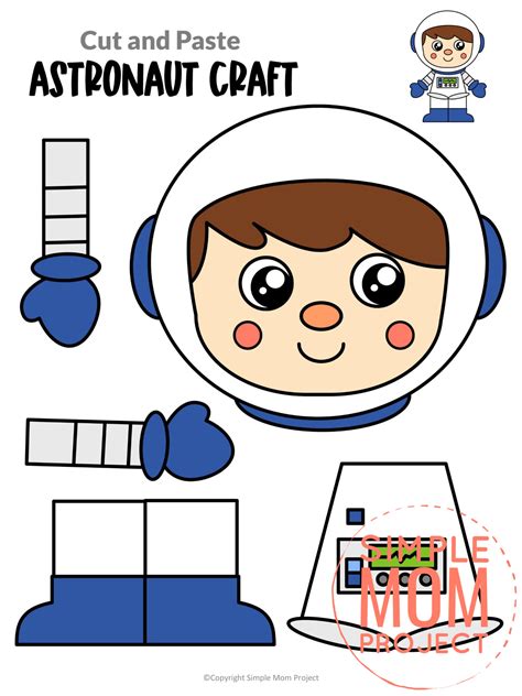 astronaut printable cut  paste craft simple mom project store