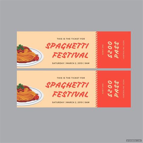 spaghetti dinner ticket template printable gridgitcom