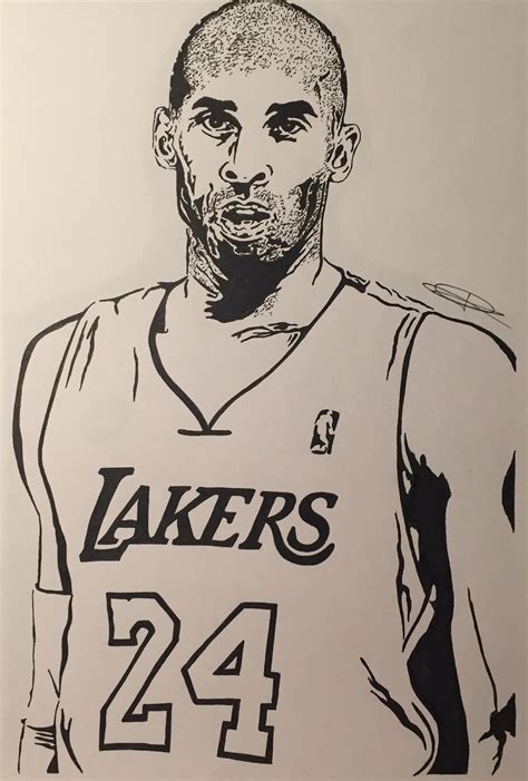 draw kobe bryant step  step  drawing tutorials