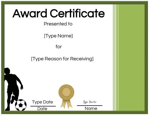 soccer certificate maker edit   print  home