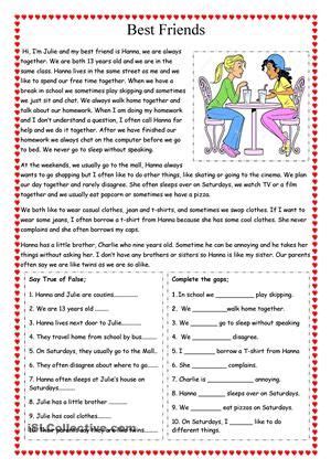 esl efl printable worksheets  handouts reading comprehension