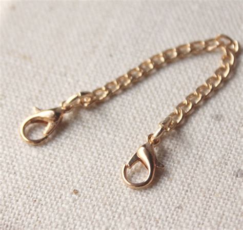 gold double clasp necklace extender chain double ended plated etsy
